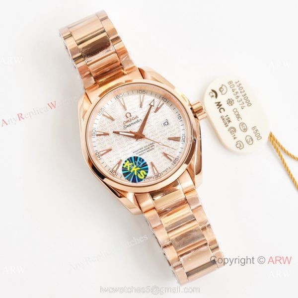 Swiss Quality Omega Aqua Terra 150m Citizen 8215 Rose Gold Leather Strap Watches 41.5mm 5