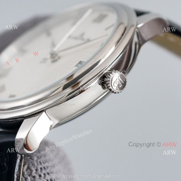 Replica Blancpain Villeret White Dial Leather Strap 40MM Watch With Roman Markers 5