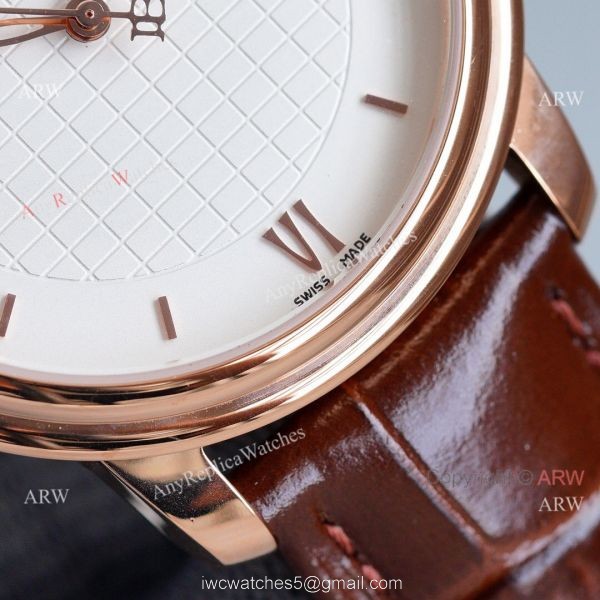 Copy Blancpain Villeret Rose Gold Case Watch With Roman Markers Brown Leather Strap 5