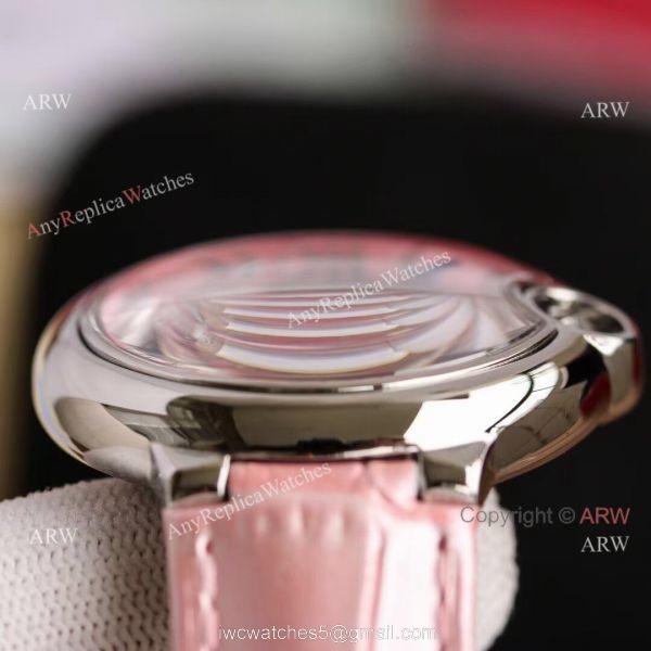 Copy Balloon Blue Cartier Wave Pink Dial V6 Watch with Pink Leather Strap 5