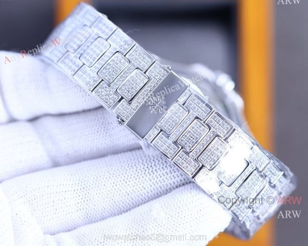 Iced Out Patek Philippe Nautilus Baby-Blue limited edition Watch for 170th anniversary 5