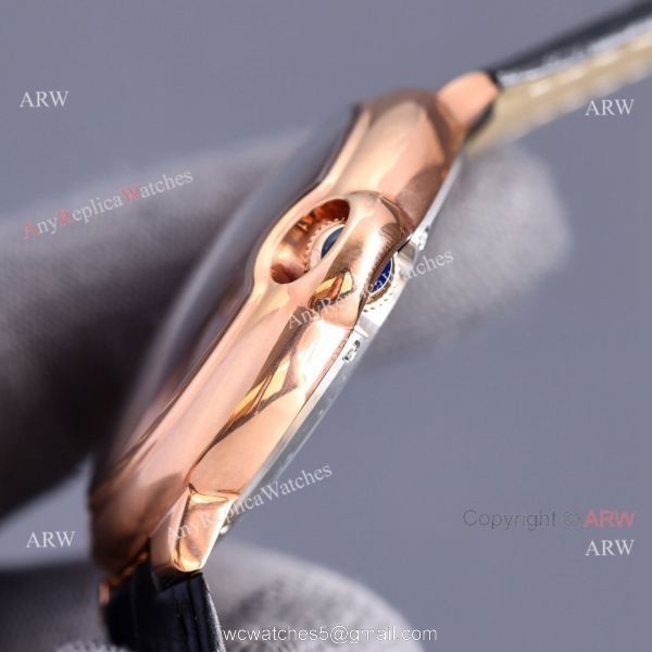 Copy Balloon Blue Cartier Gradient Face Gold Case 42MM Watch Leather Strap 5