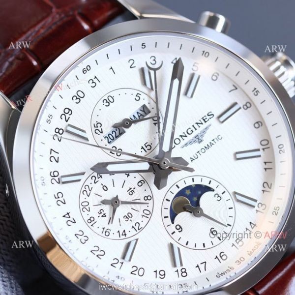 Replica Longines Master Collection Moonphase Brown Leather Strap 40MM Watch 5