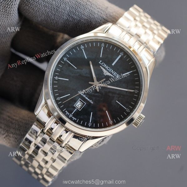 Replica Longines Elegant 316L SS Strap Blue Meteorite Texture Dial Watch 8215 Movement 5