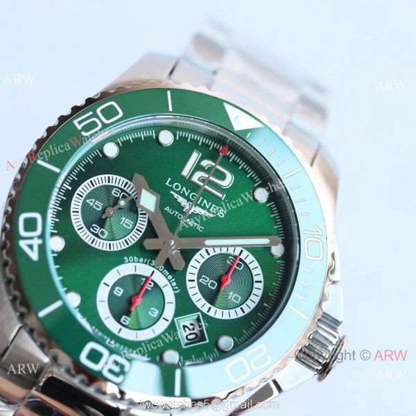 Swiss Replica Longines Hydroconquest 7750 Chronograph TWF Olive Green Watch 41mm 5
