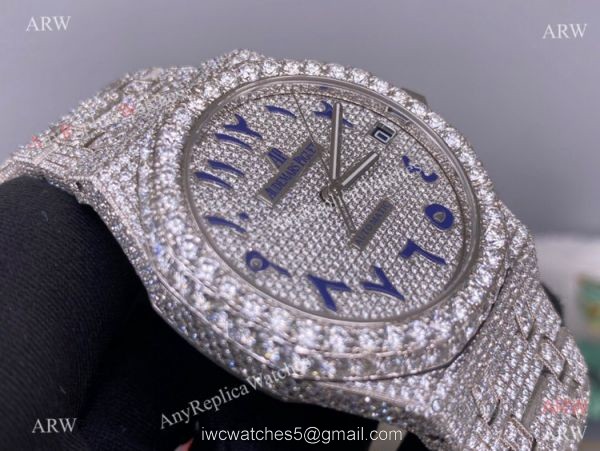 Iced Out Audemars Piguet Royal Oak Swiss Replica Watch Middle East Arabic Face 5