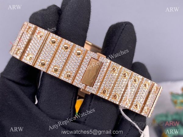 BV Factory Cartier Santos de Watch Iced Out Rose Gold Case 5
