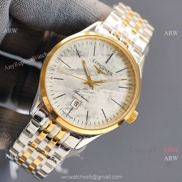 Replica Longines Elegant 2-Tone Steel Strap Rose Gold Bezel 8215 Movement Watch 5