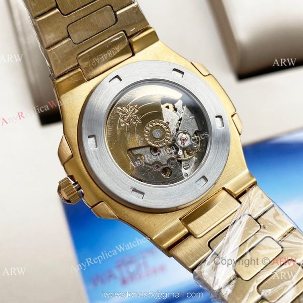 Swiss Quality Patek Philippe Nautilus 8215 Yellow Gold Black Face 42mm 5