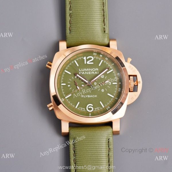 Copy Panerai Luminor Flyback Rose Gold Watch 44mm for Men 5