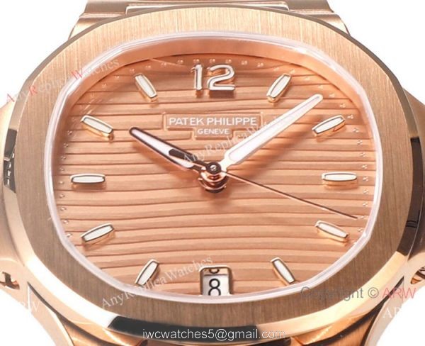 Swiss Cal.324 SC Patek Philippe Lady-Nautilus Copy Watches Rose Gold Dial 5