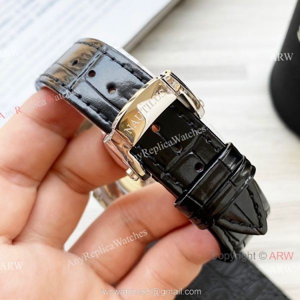 Clone Patek Philippe Annual Calendar Nautilus Watch Gray Dial Diamond Bezel 5
