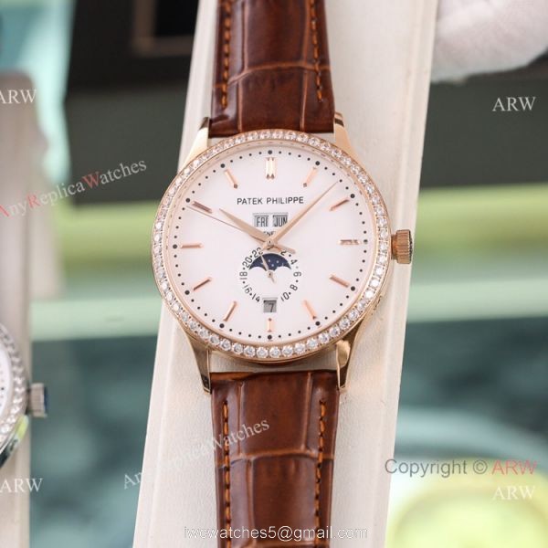 Swiss Quality Copy Patek Philippe Annual Calendar Calatrava Citizen Watch Blue Moon Dial 5