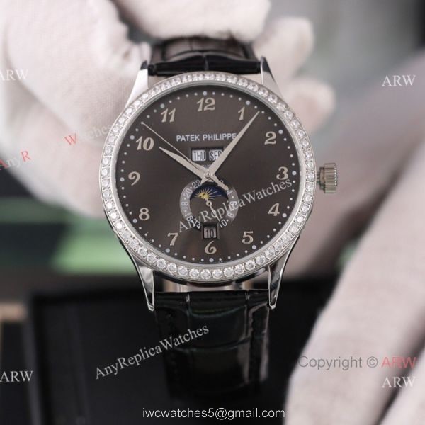 Swiss Quality Patek Philippe Calatrava Annual Calendar Silver Dial Rose Gold Watches 5