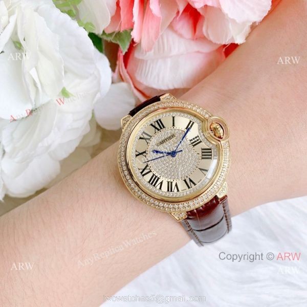 Best Quality Copy Cartier Ballon Bleu De Quartz Watch Yellow Gold Diamond 5