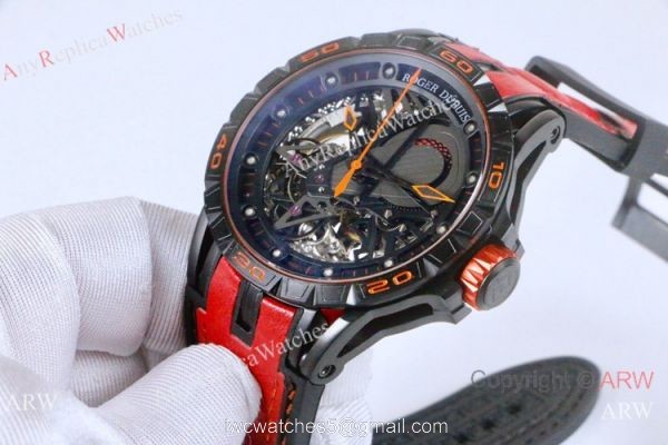 AAA Replica Roger Dubuis Excalibur Aventador S Black and Red Watches 46mm 5