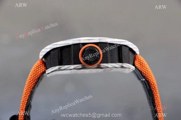 KV Factory Richard Mille RM 12-01 Tourbillon Watch Quartz fiber Case Orange Canvas Strap 5