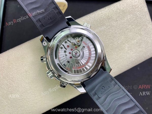 New OM Factory Omega Seamaster Diver 300 Black Dial Black Rubber Strap Replica Watch 44mm 5