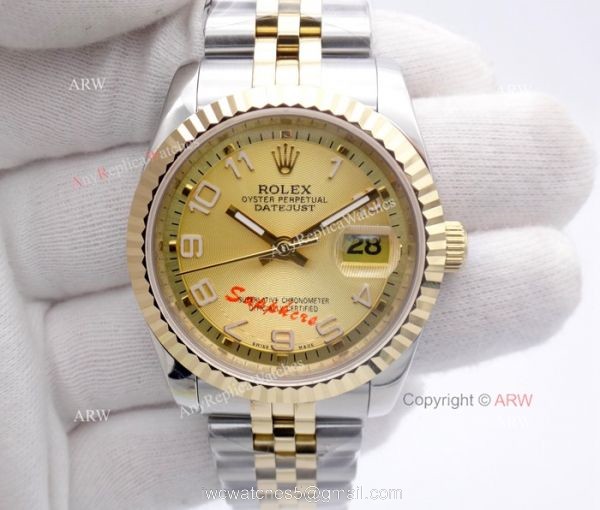 Rolex Datejust Jubilee 2-Tone Arabic Markers Watch Rolex 16233 Fake 5