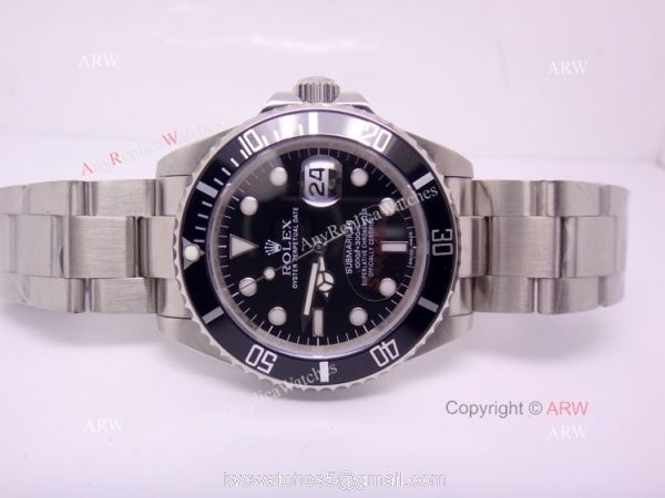Replica Rolex Stainless Steel Black Face Mens Submariner Watch 16610 6