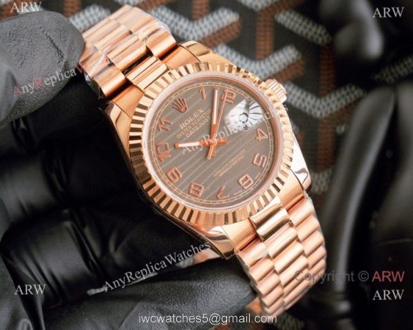 Swiss Copy Rolex DateJust ETA2836 Watch 36mm Rose Gold Gray Dial 6