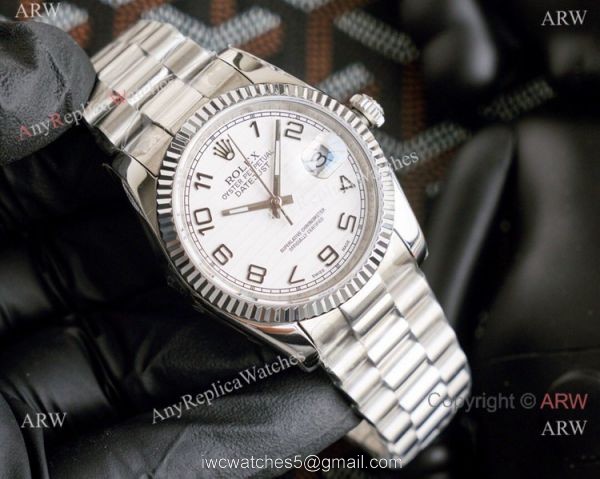 Swiss ETA2836 Rolex DateJust Watch 36mm White Arabic Markers 6