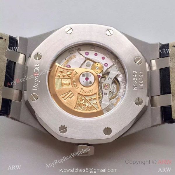 JF Factory Swiss Audemars Piguet Replica Watch Silver Face Brown Leather Band 6