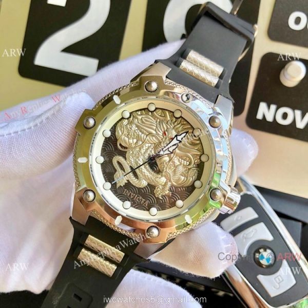 Best Replica Invicta Dragon Stainless Steel Rubber Strap Watch 6
