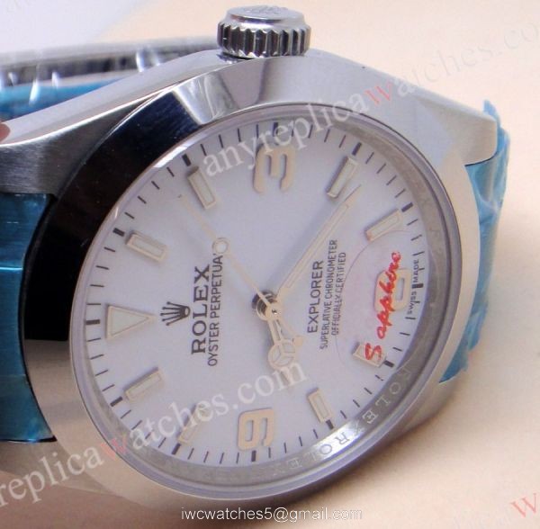 Replica Rolex Explorer White Dial Stainless Steel Mens Watch 6
