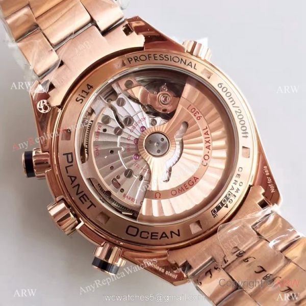 (OM)New Copy Swiss Omega Seamaster 9901 Watch Rose Gold Black Face 6