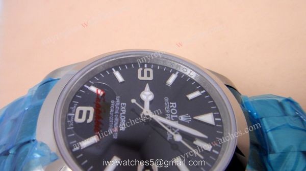 Rolex Explorer Black Face Stainless Steel Mens Replica Watch 6