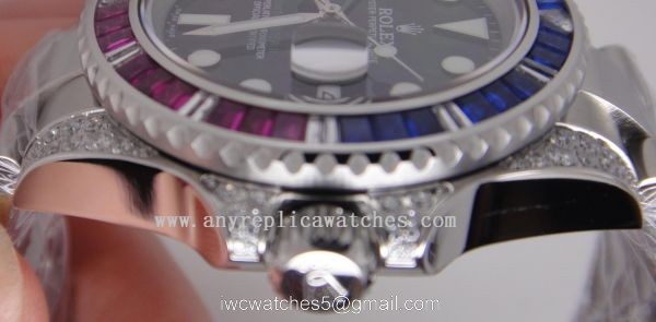 Rolex GMT Master II Watch Red / Blue Diamond Bezel Replica Rolex 6