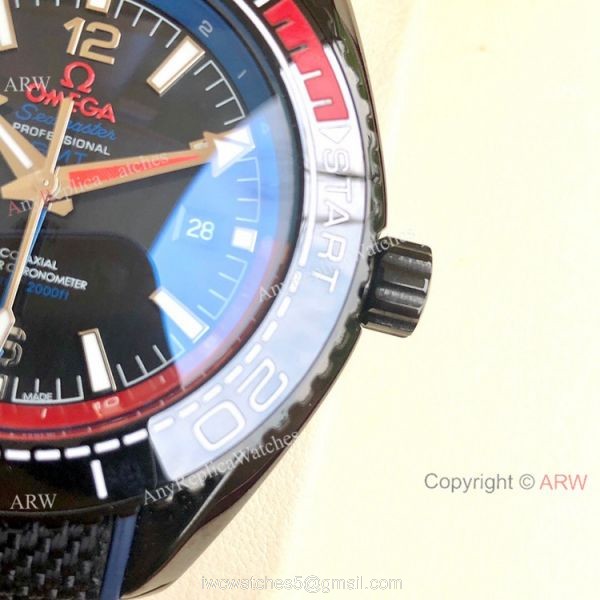 Copy Omega Seamaster Planet Ocean Deep Black GMT Watches Black Dial 6
