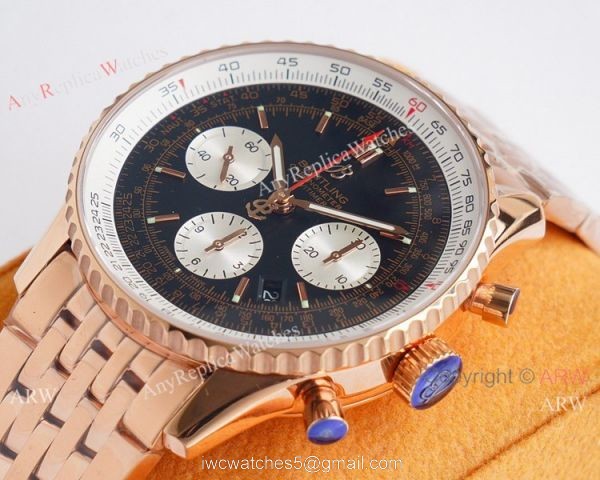 Super Clone Breitling Rose Gold Navitimer 01 Watch Valjoux7750 Movement 6