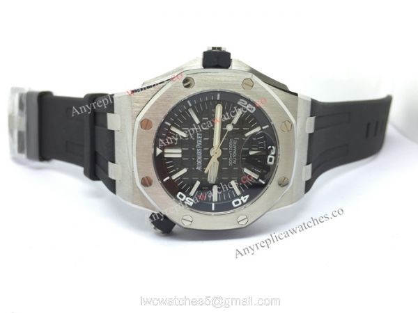 Replica Audemars Piguet Divers Watch Swiss 3120 Black Dial Black Rubber Strap 6