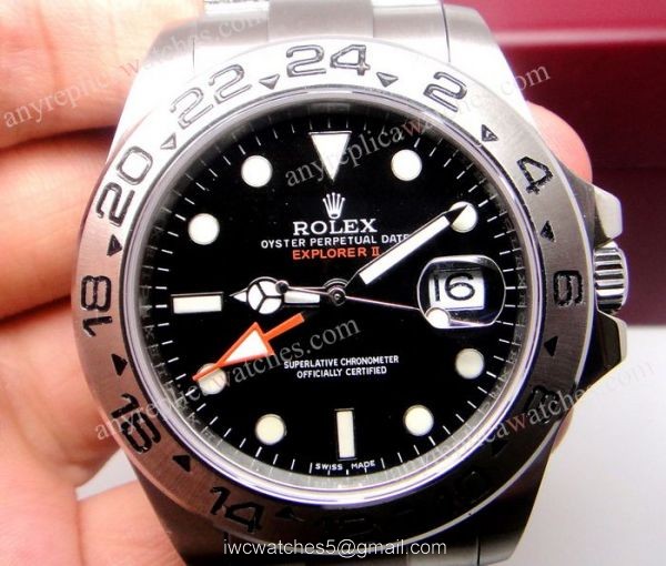 NEW UPGRADED Replica Rolex Explorer II GMT Watch Stainless Steel Black 42mm 6