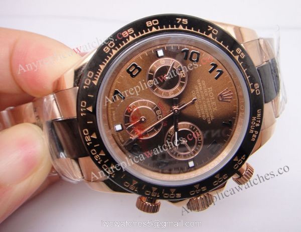 Rose Gold Rolex Daytona Chocolate Replica Watch Arabic Markers 6