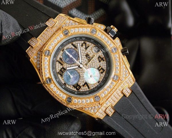 High Quality Copy Audemars Piguet Royal Oak Offshore Full Diamond Watch 44mm 6