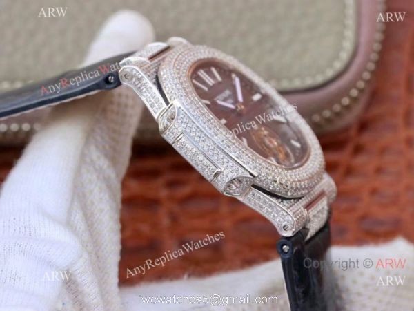 Swiss Replica Patek Philippe Nautilus Jumbo R8 Ice Out Watch Blue Dial 6