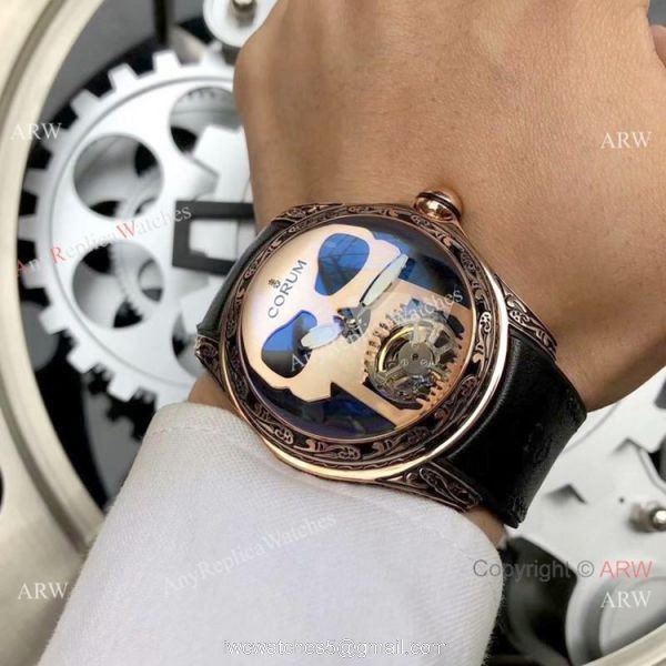 Corum Bubble 47 Flying Tourbillon Rose Gold Tattoo Wristwatch Replica Corum Watches 6