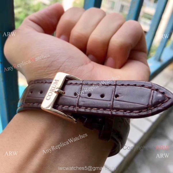 Corum Skeleton Golden Bridge Rose Gold Black Leather Strap Watch 6