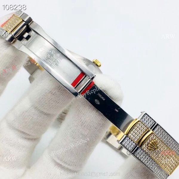 Rolex Datejust 2-Tone Iced Out Watch Fake Rolex with Diamond Bezel Men 6