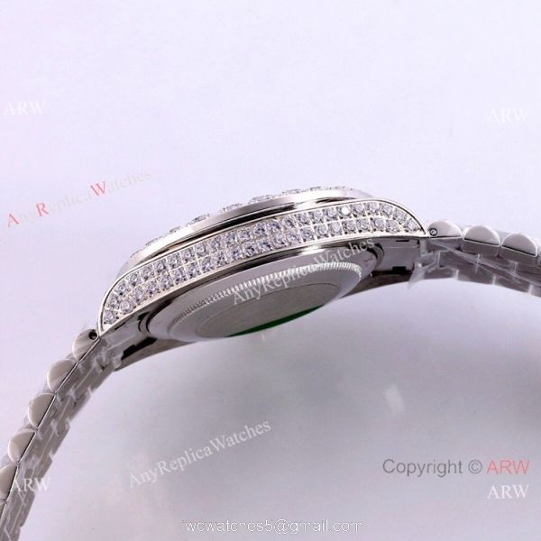 Rolex Day Date Green Dial Ice Watch Rolex Diamond Bezel Replica Watch 6