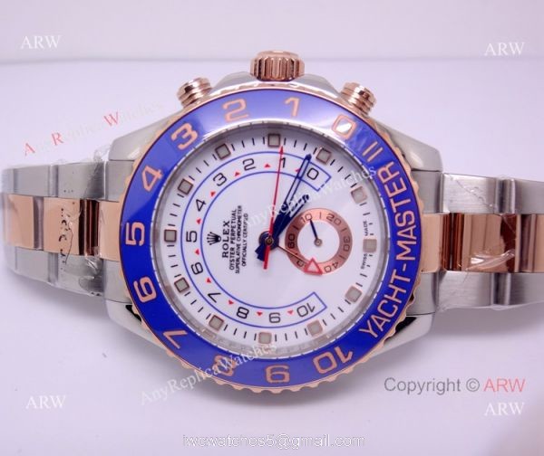 2-Tone Rose Gold Rolex Yacht-Master II Watch Blue Ceramic w/ Countdown Function 6