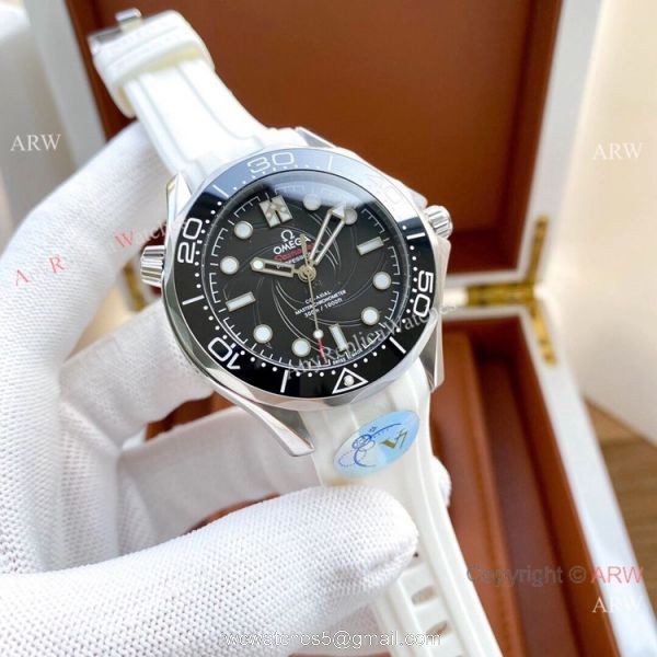 Copy Omega Seamaster 300m Limited Edition Watch White Rubber Strap 6