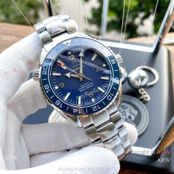 Replica Omega Planet Ocean GMT Watches Blue Ceramic Bezel SWISS GRADE CASE 6