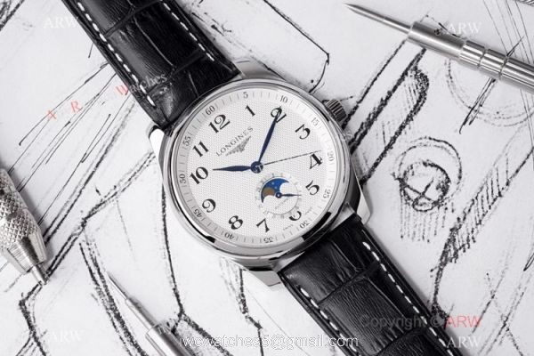 Swiss Grade 1 Longines Master Moon Phase 40mm Watch White Face 6