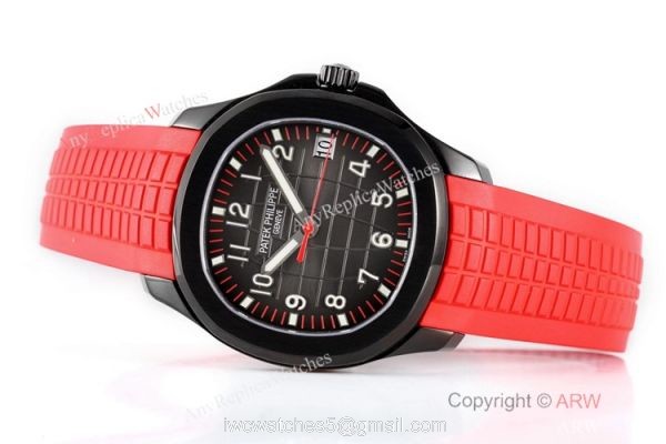 Swiss 1:1 Copy Patek Philippe Aquanaut Cal324 Watch Carbon Case Red Rubber Strap 6