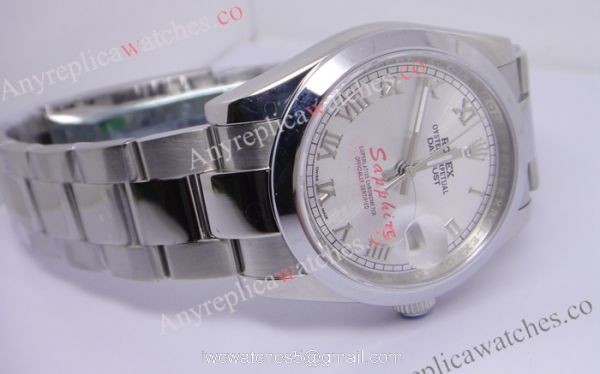 Rolex Datejust Stainless Steel Oyster Band Silver Roman Face Replica Watch 6