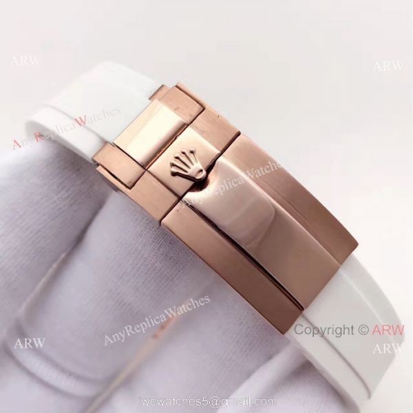 Swiss ETA2836 Yachtmaster Rose Gold Watch Rolex Oysterflex Replica Watch 6